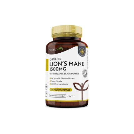 Organic Lion's Mane Mushroom 1500mg Capsules - Vegan Brain Support Supplement