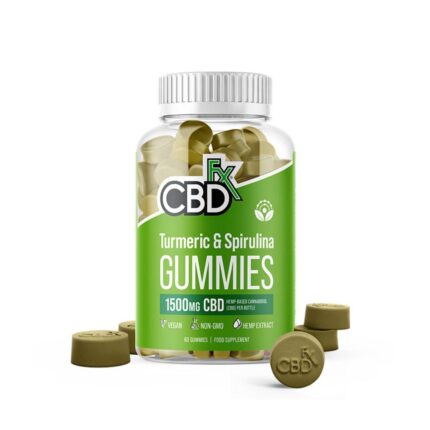 CBDfx Turmeric & Spirulina Gummies – 1500mg CBD with Antioxidants & Superfoods (60 Gummies)