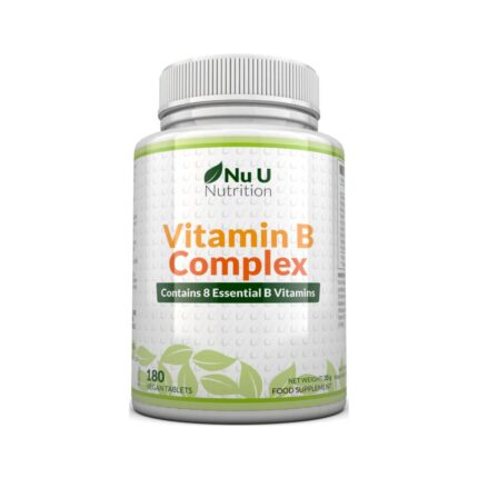 Nu U Nutrition Vitamin B Complex – 8 Essential B Vitamins (180 Vegan Tablets)