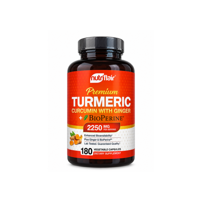 NutriFlair Premium Turmeric Curcumin – 180 Capsules - Image 1